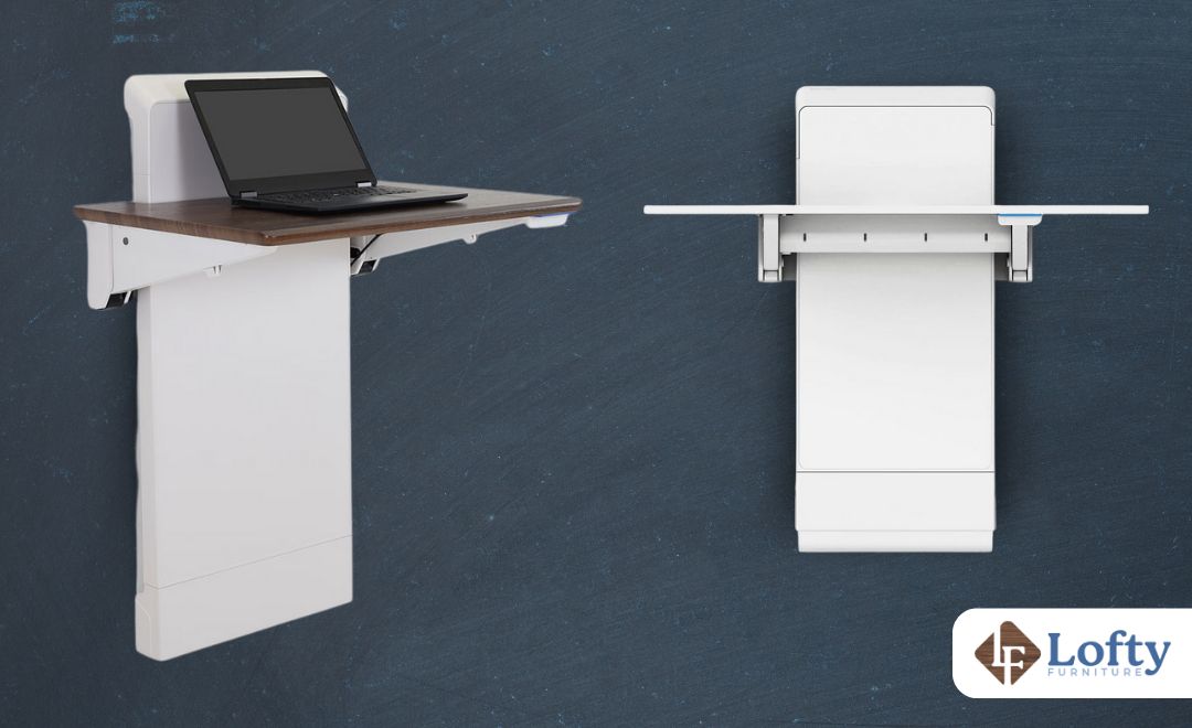 A wall-mounted standing desk.