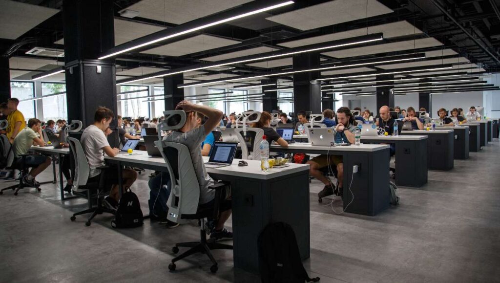 Workers in their office chairs