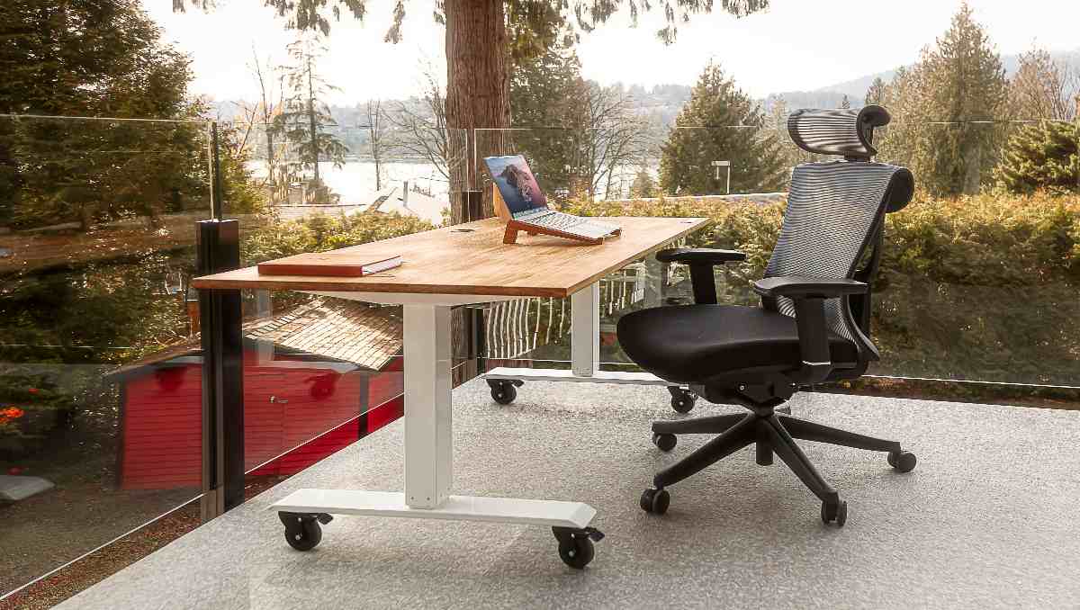 Posture chair and a table in an outdoor office