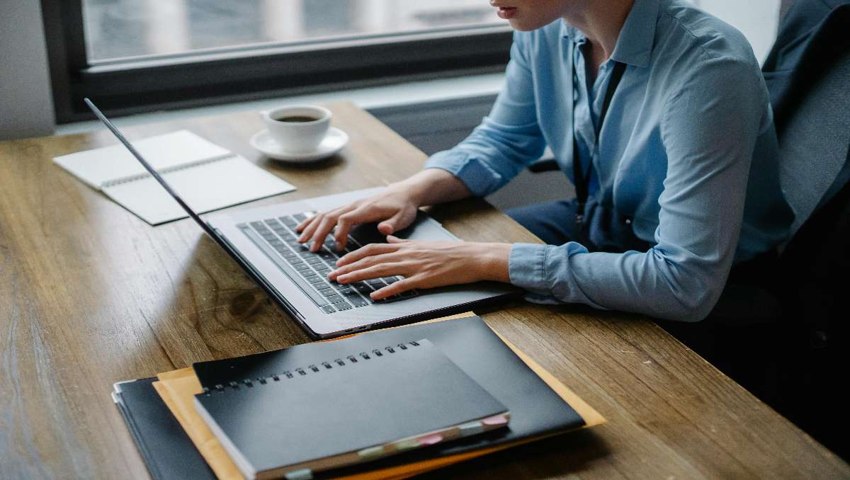 A girl working in her laptop