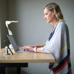 Girl working on a standing desk