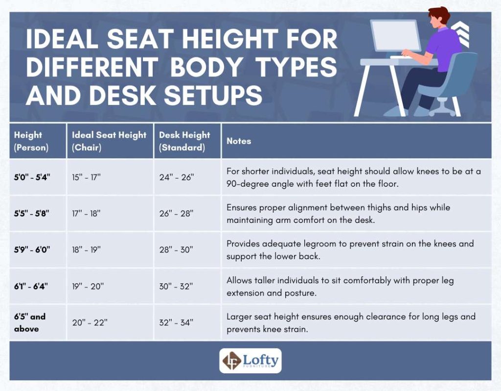 Ideal Seat Height for Different Body Types and Desk Setups