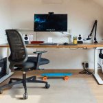 Office setup with desk chair