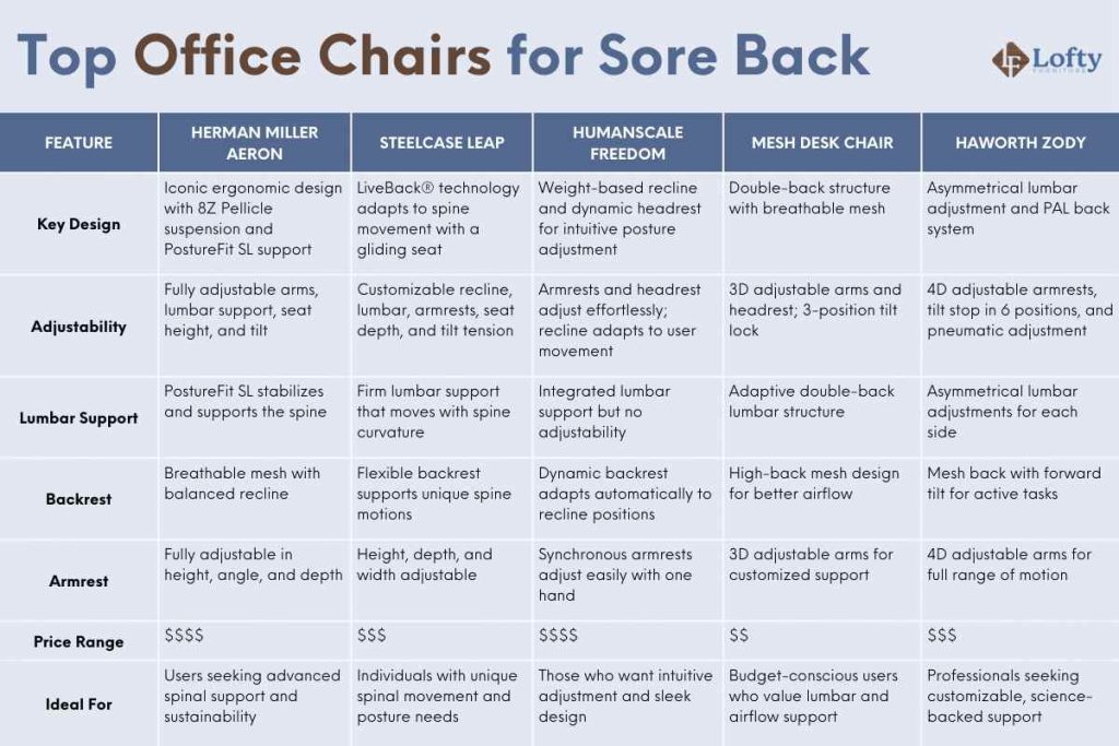 Top Office Chairs for Sore Back