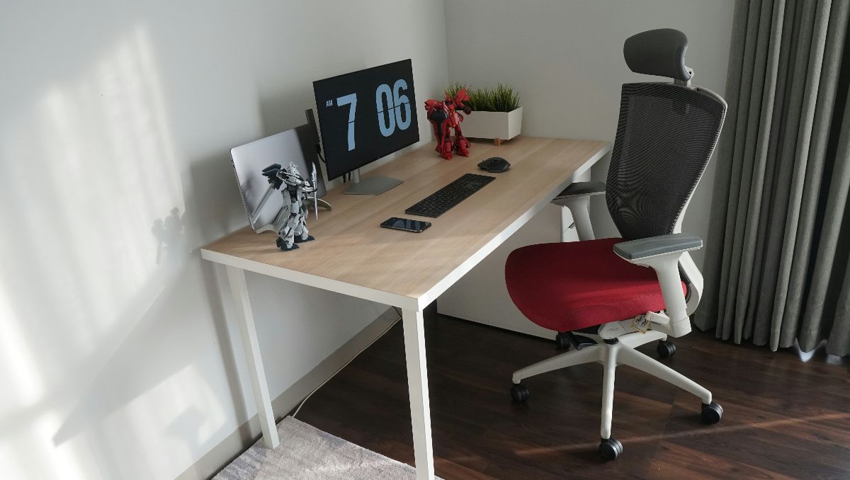 Office chair and desk in home office