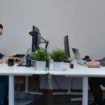 Man and woman working in the office chair