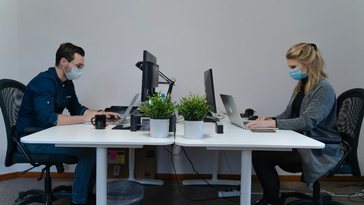 Man and woman working in the office chair