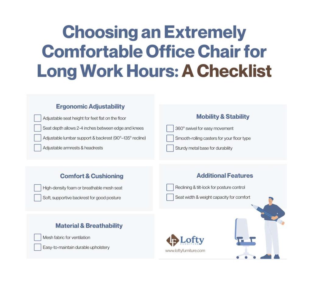 Choosing an Extremely Comfortable Office Chair for Long Work Hours - A Checklist