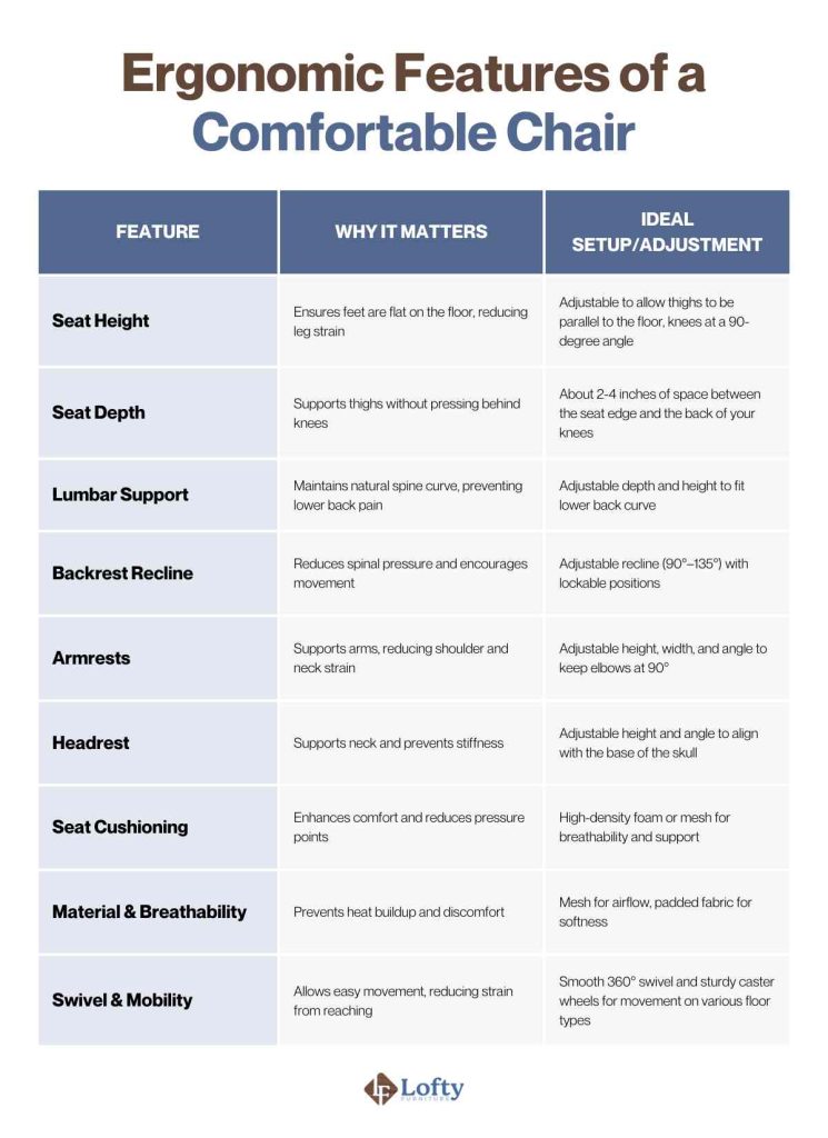 Ergonomic Features of a Comfortable Chair