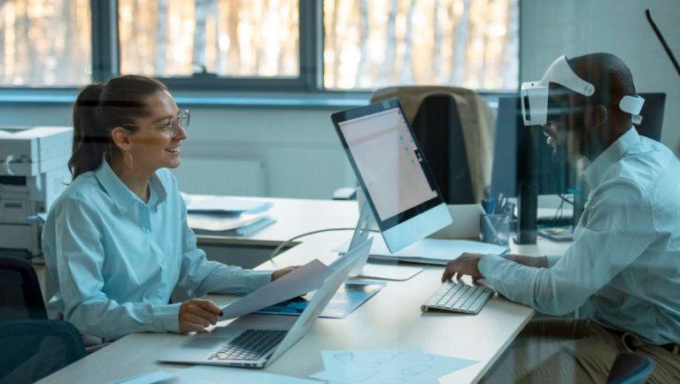 Employees using technology AR/VR in the workplace