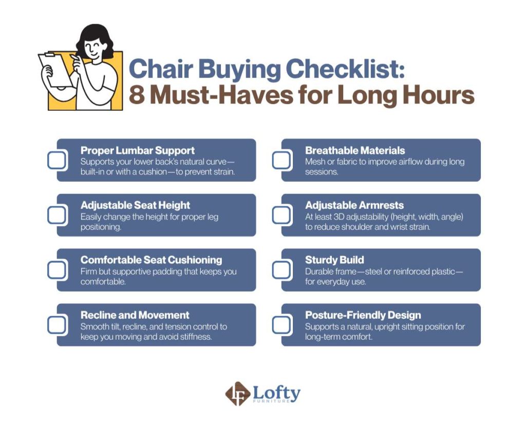Chair buying checklist - 8 must haves for long hours