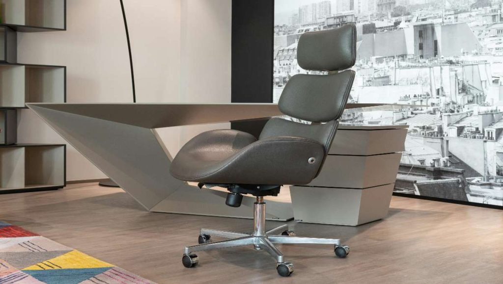 A gray modern office chair
