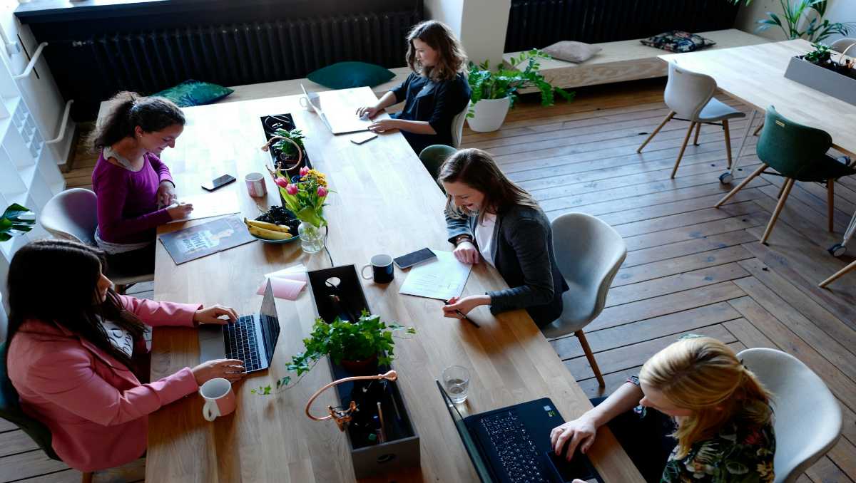 People working in a coworking space