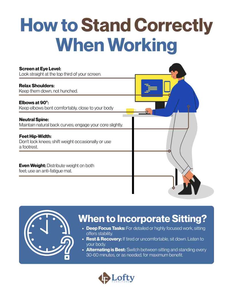 is standing better than sitting How to Stand Correctly When Working