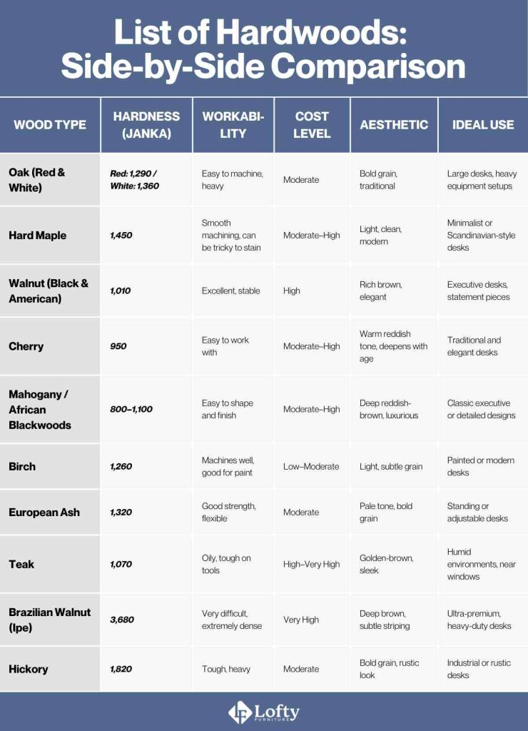 List of Hardwoods_ Side-by-Side Comparison