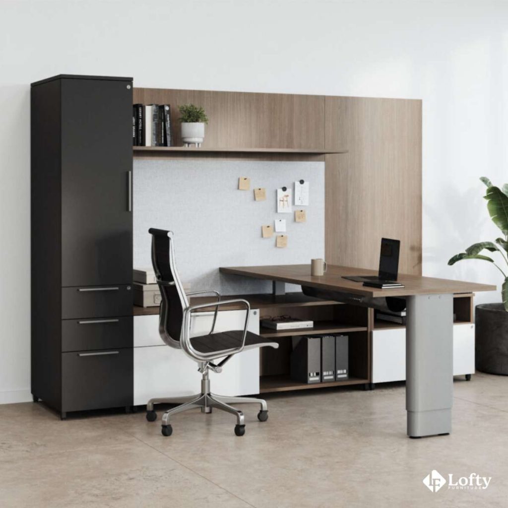 executive office table design Rectangular Office Table with Integrated Storage