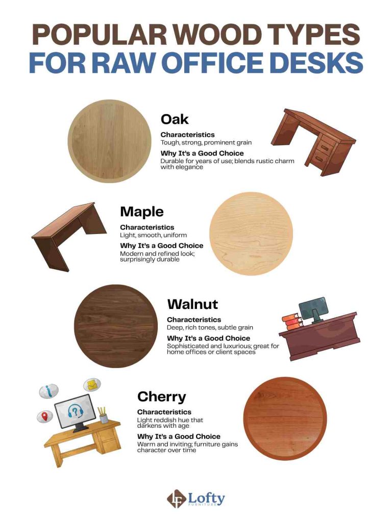 Popular Wood Types for Raw Office Desks