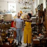 Man and woman in an Amish furniture store in Lancaster PA