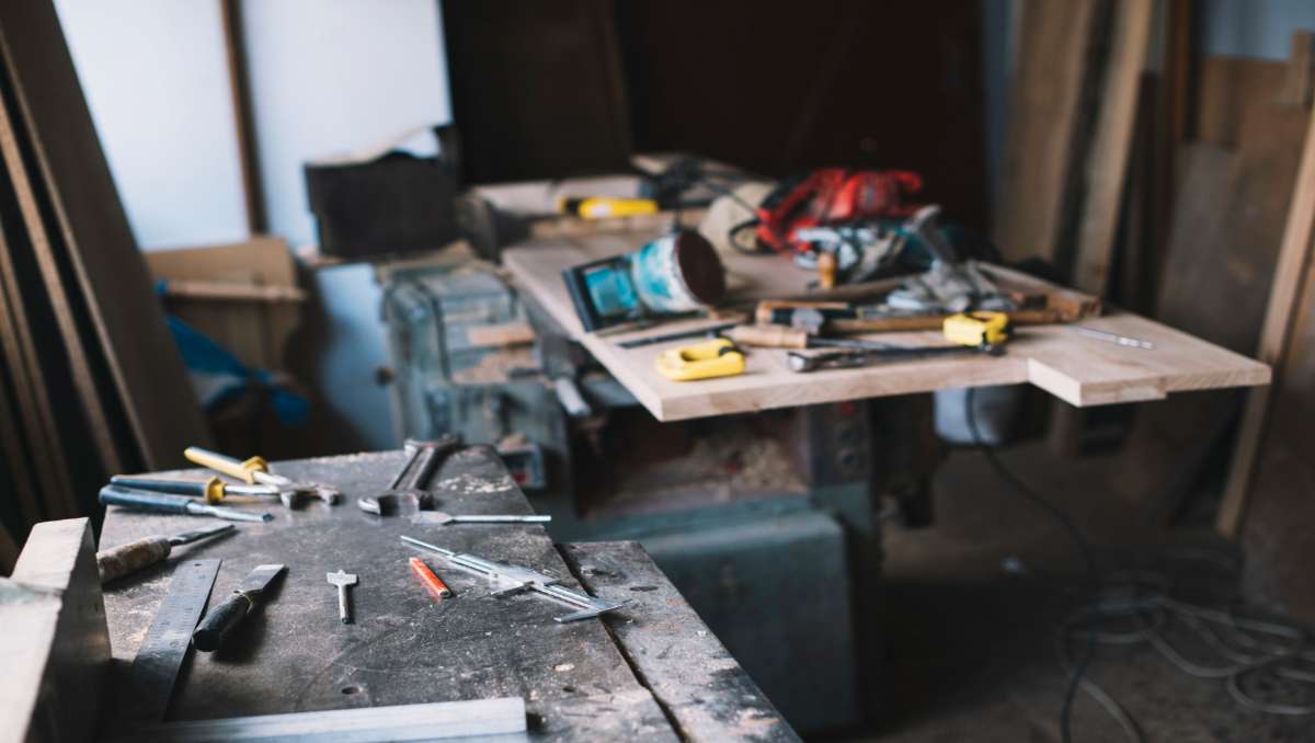 Amish woodworking tools in the workshop