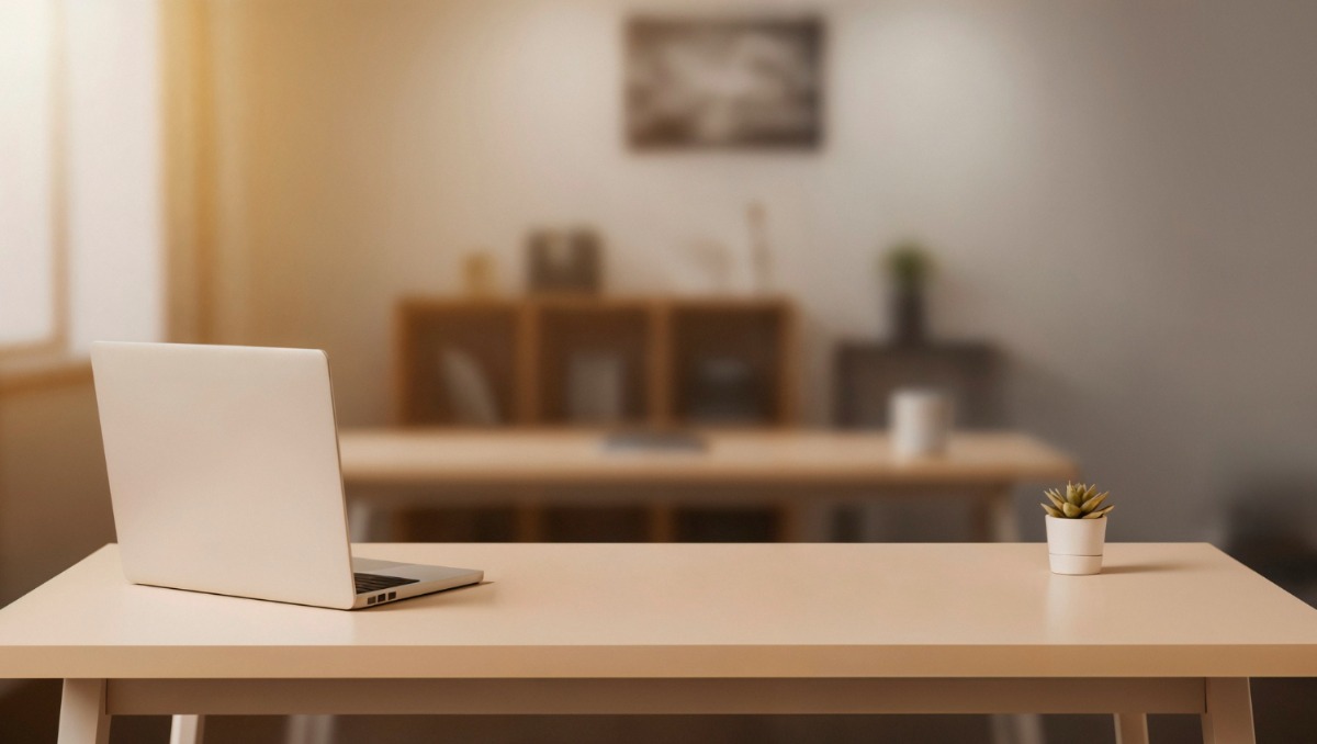 Hardwood desk in the home office