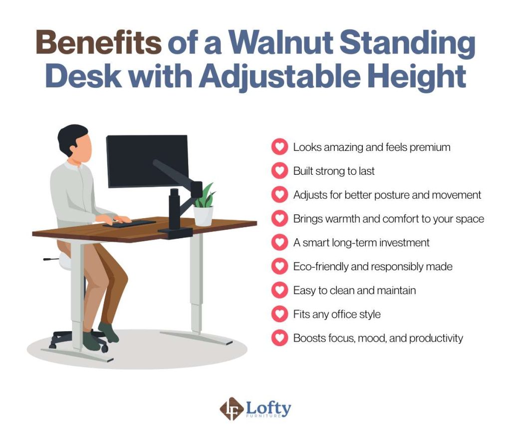 Benefits of a Walnut Standing Desk with Adjustable Height