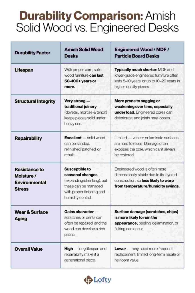 Durability Comparison_ Amish Solid Wood vs. Engineered Desks