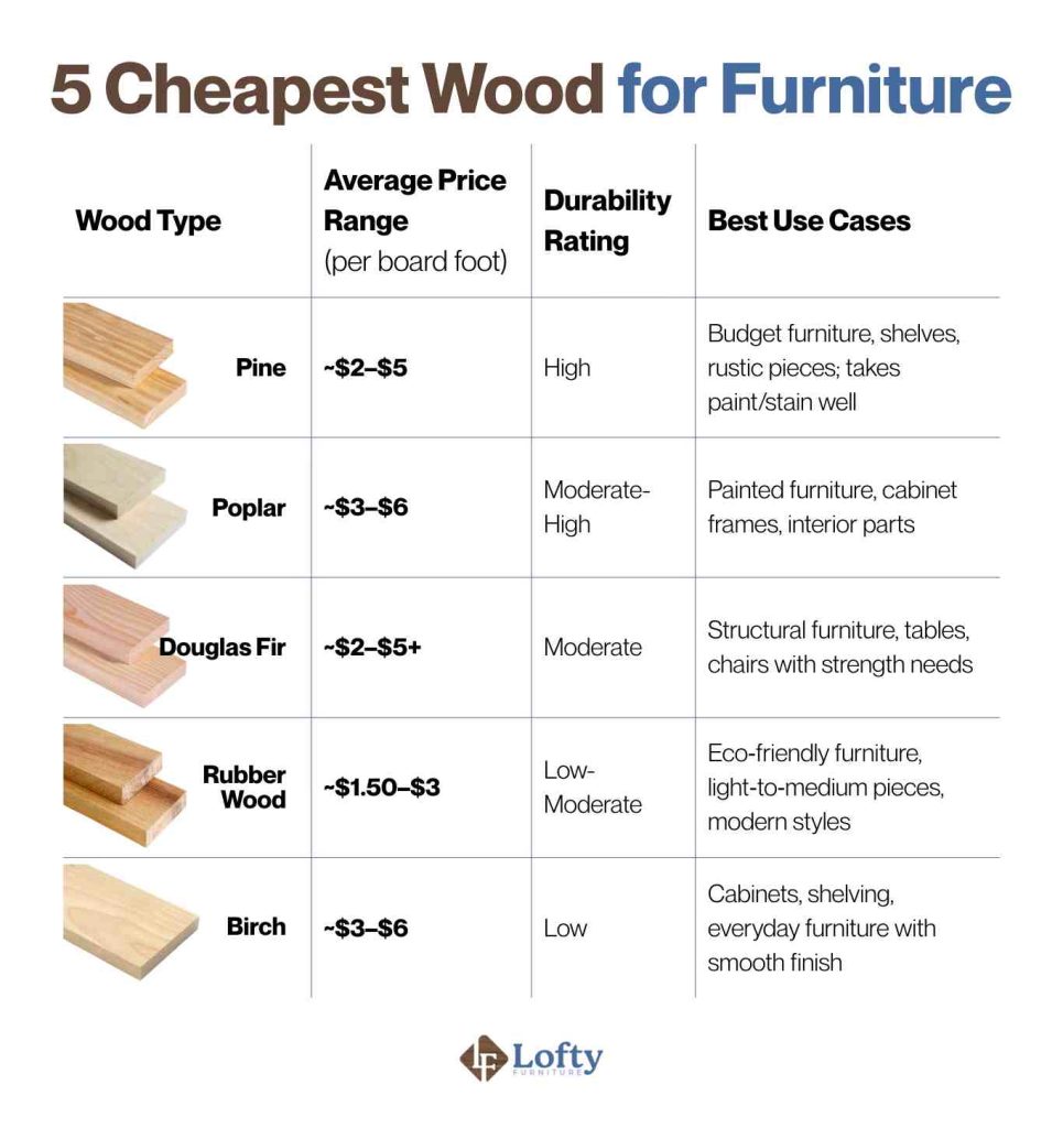 5 Cheapest Wood for Furniture
