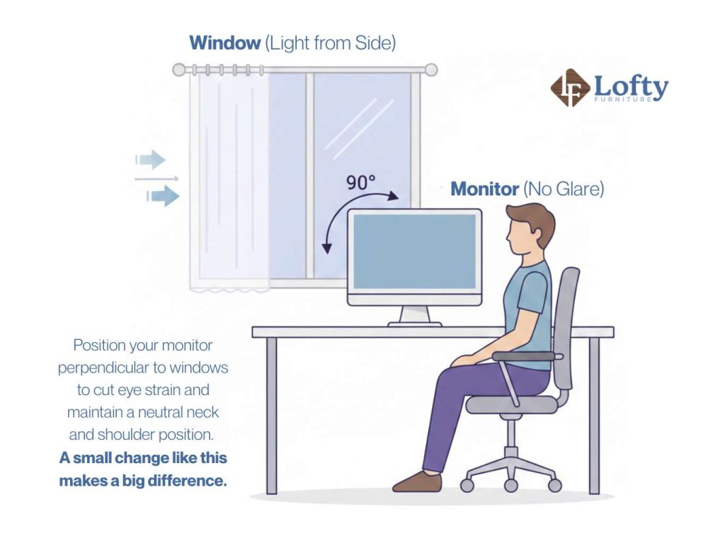 best direction for work desk at home A visual or diagram for monitor placement