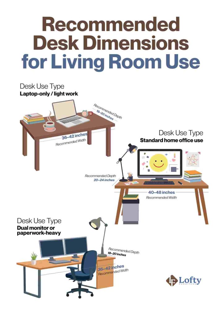 Recommended Desk Dimensions for Living Room Use