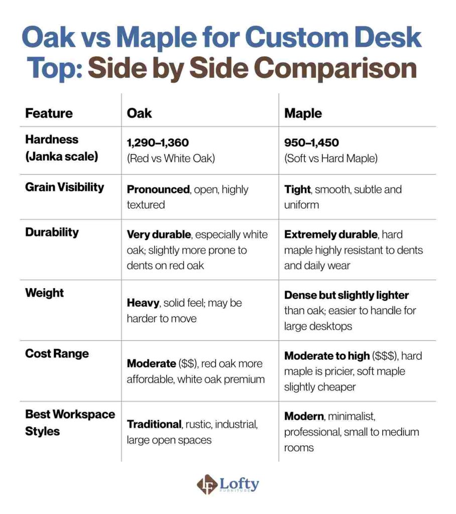 Oak vs Maple for Custom Desk Top_ Side by Side Comparison