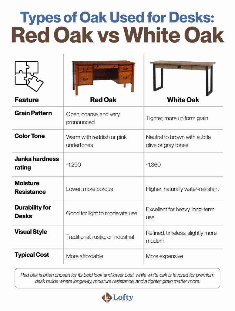 Types of Oak Used for Desks_ Red Oak vs White Oak