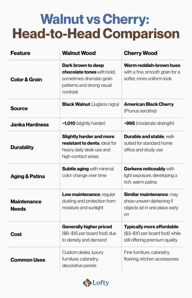 walnut vs cherry wood Walnut vs Cherry Head-to-Head Comparison