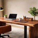 Walnut custom desk in the office