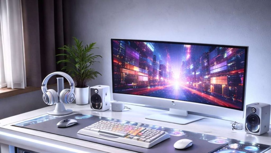 Ergonomic setup using corner desk