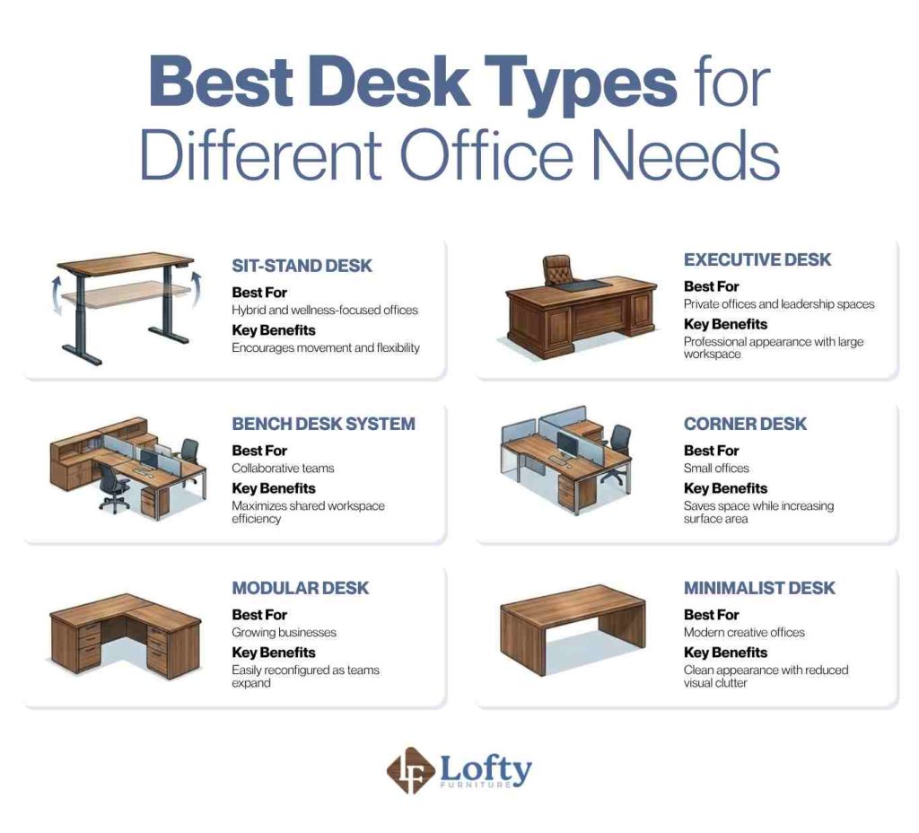 office space planning Best Desk Types for Different Office Needs