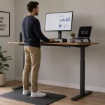 Man working on a standing desk