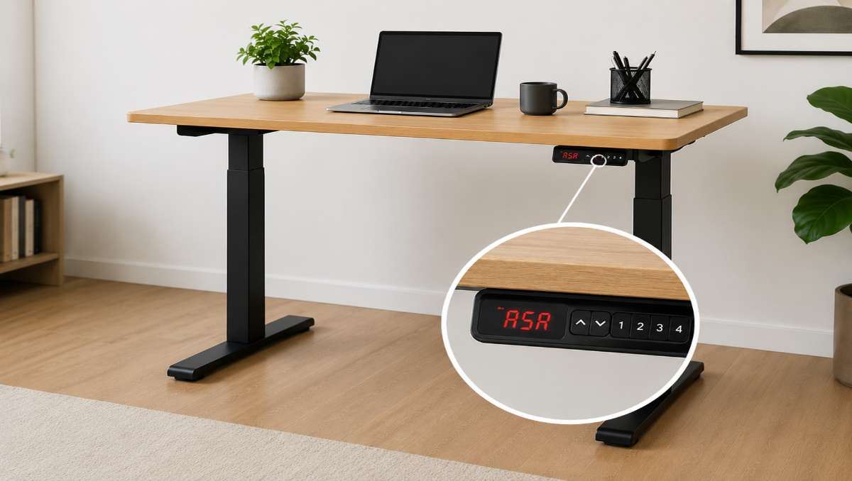 A standing desk with an ASR error