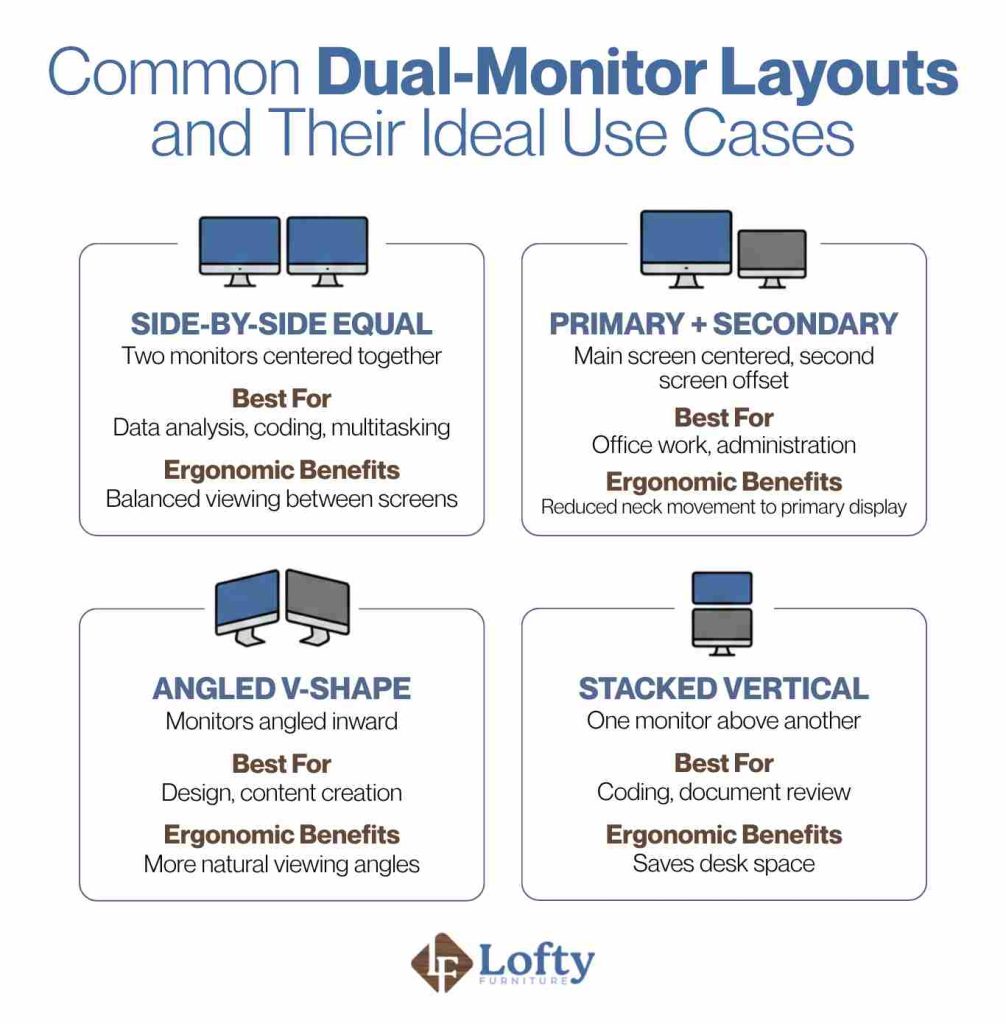 Common Dual-Monitor Layouts and Their Ideal Use Cases