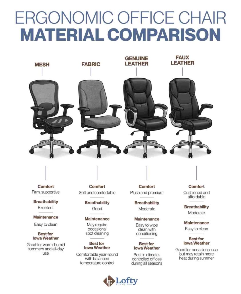 ergonomic office chair iowa Ergonomic Office Chair Material Comparison