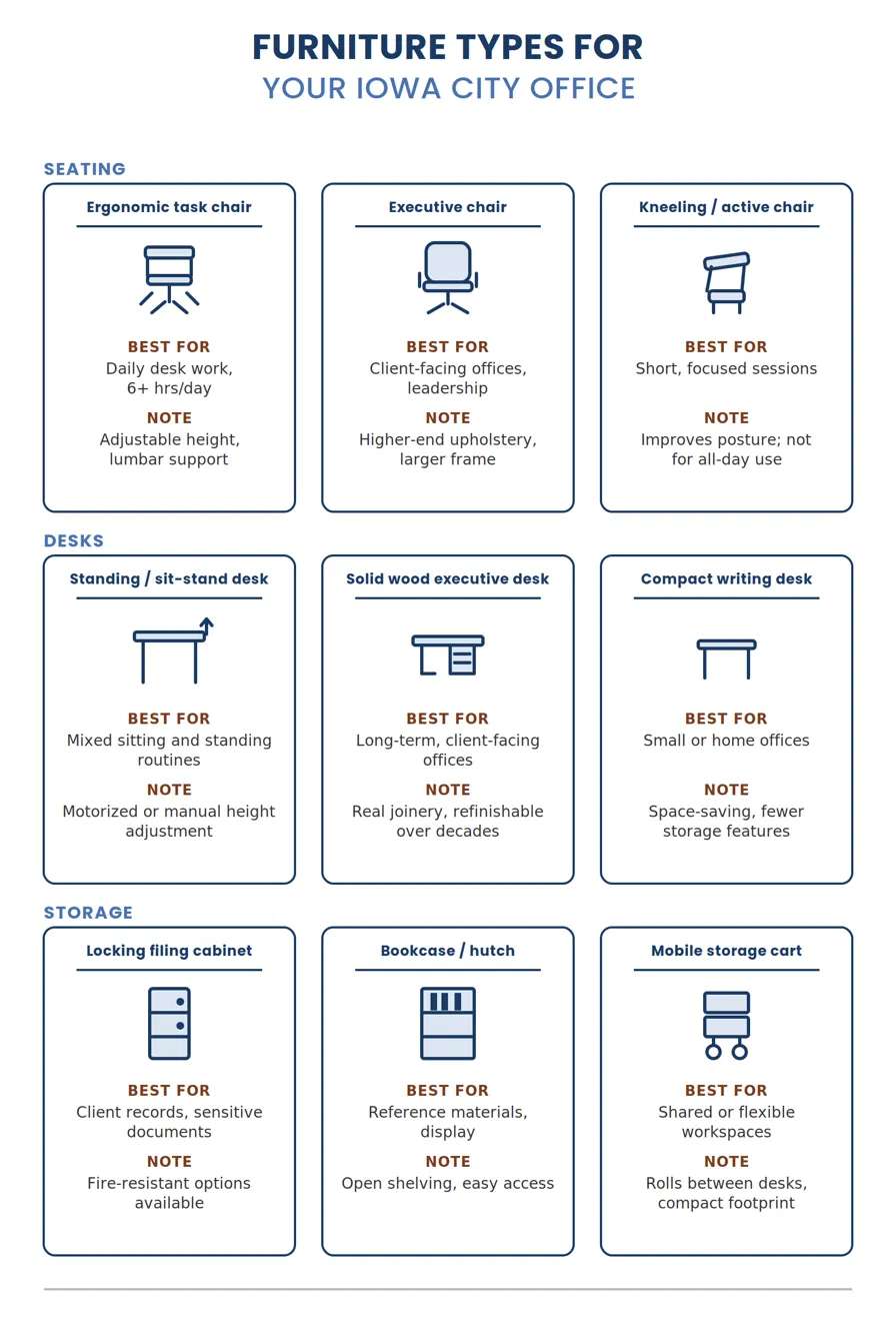 Furniture types for your Iowa city office