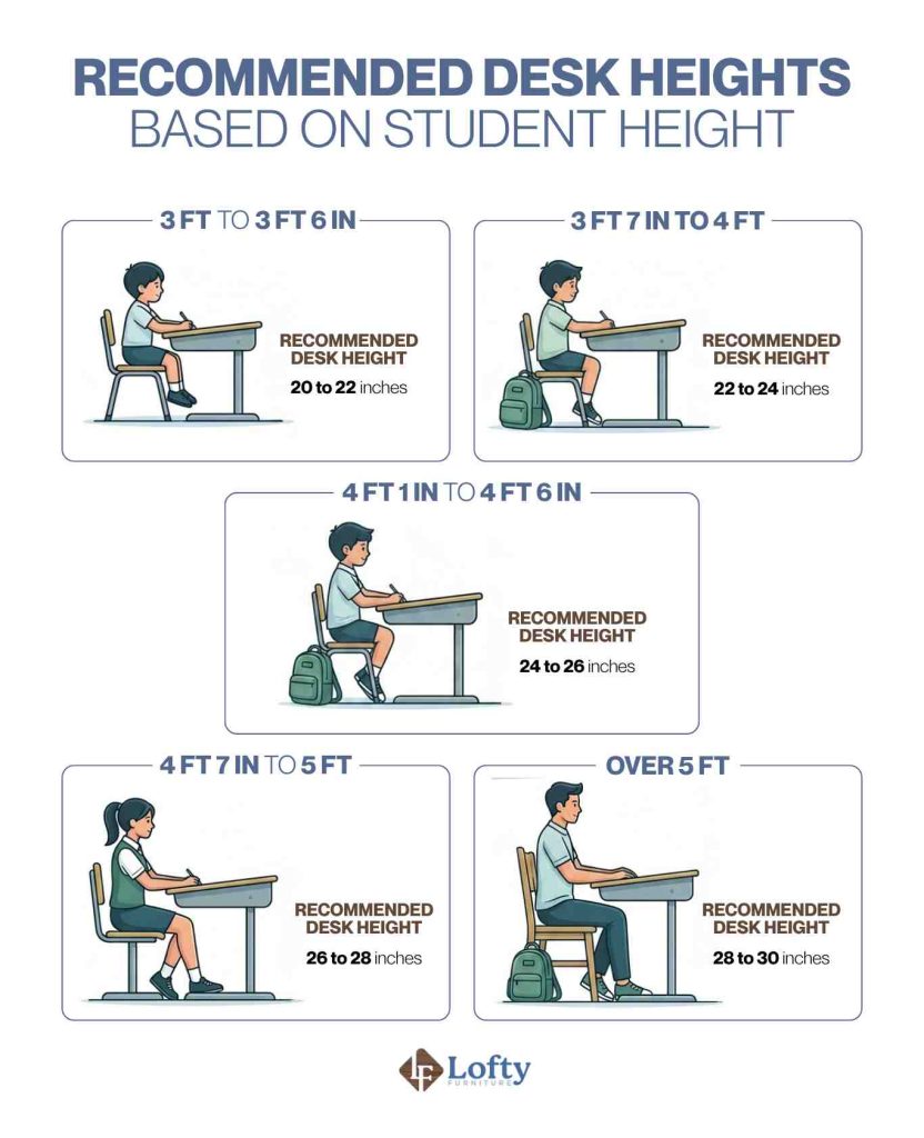 Recommended Desk Heights Based on Student Height