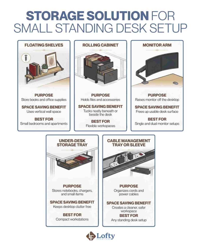 Storage Solution for Small Standing Desk Setup