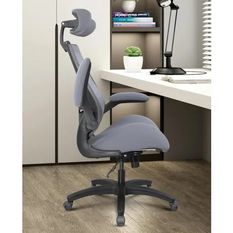 400lbs Ergonomic Mesh High Back Office Chair with Flip-Up Arms - Gray 400lbs Ergonomic Mesh High Back Office Chair with Flip-Up Arms - Gray