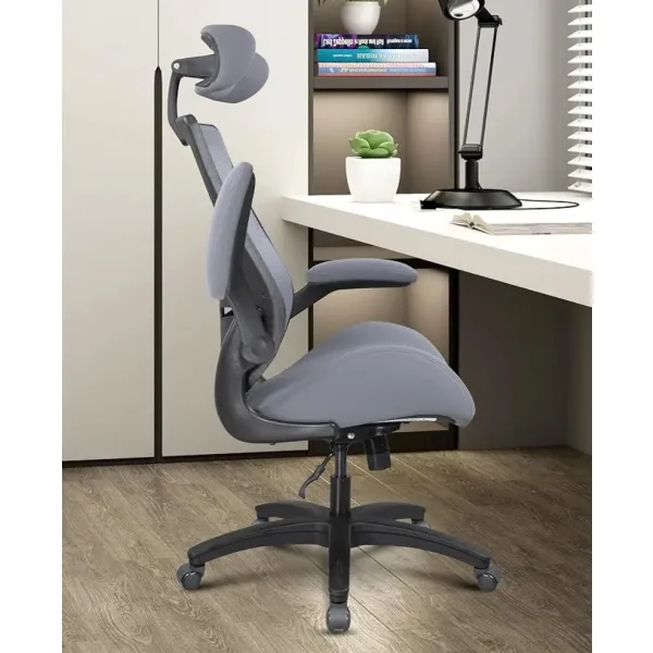 400lbs Ergonomic Mesh High Back Office Chair with Flip-Up Arms - Gray