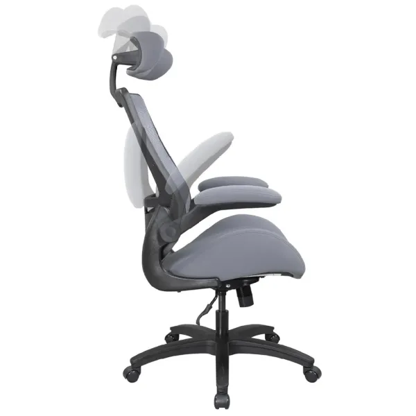 400lbs Ergonomic Mesh High Back Office Chair with Flip-Up Arms - Gray