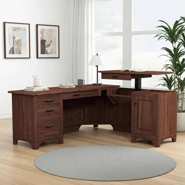 Amish Finley L Corner Desk with Lift