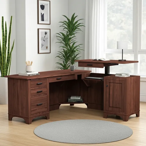 Amish Finley L Corner Desk with Lift