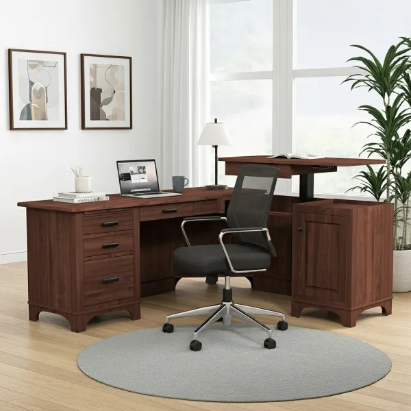 Amish Finley L Corner Desk with Lift