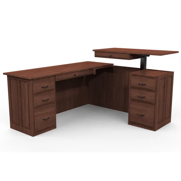 Amish Kingston L Corner Desk with Lift Amish Kingston L Corner Desk with Lift