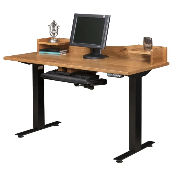 Amish Adona Adjustable Height Desk with Live Edge